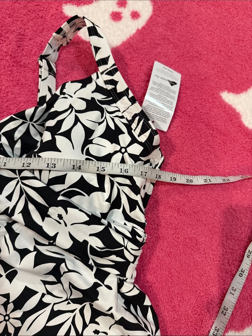 Black & White Floral Land’s End Tankini Top - Women's Swimwear